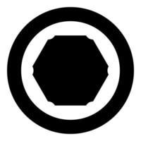 banner esagonale esagonale sei angoli arrotondati mockup vuoto icona modello in cerchio rotondo colore nero illustrazione vettoriale immagine in stile contorno solido