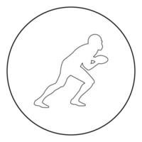 icona del giocatore di football americano colore nero in cerchio vettore