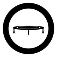 trampolino che salta per l'icona di rimbalzo in cerchio rotondo colore nero illustrazione vettoriale immagine in stile piatto