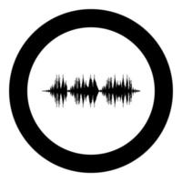tecnologia dell'equalizzatore digitale audio dell'onda sonora icona della musica oscillante in cerchio nero colore nero illustrazione vettoriale immagine stile contorno solido
