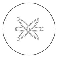 icona atomo colore nero in cerchio vettore