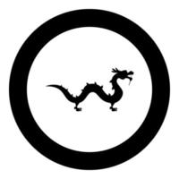 icona del drago cinese colore nero in cerchio rotondo vettore