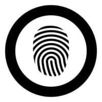 icona dell'impronta digitale colore nero in cerchio rotondo