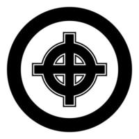 croce celtica icona di superiorità bianca vettore di colore nero in cerchio rotondo illustrazione immagine in stile piatto