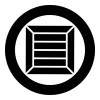 cassa per il trasporto di merci icona del contenitore della scatola di legno in cerchio rotondo colore nero illustrazione vettoriale immagine in stile piatto