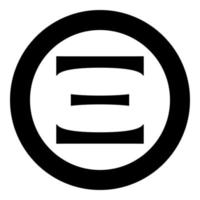 ksi simbolo greco lettera maiuscola carattere maiuscolo icona in cerchio rotondo colore nero illustrazione vettoriale immagine in stile piatto