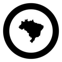 mappa del Brasile icona colore nero in cerchio rotondo vettore