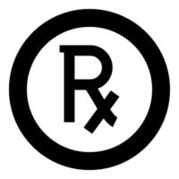 simbolo rx icona prescrizione colore nero in cerchio rotondo vettore