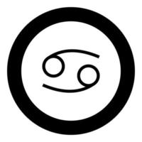 simbolo dello zodiaco del cancro icona del segno di gamberi colore nero nel cerchio rotondo vettore