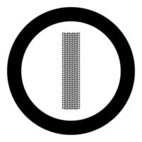 stampa della traccia dei pneumatici delle ruote dei pneumatici delle automobili imprimere l'icona dell'auto in cerchio rotondo colore nero illustrazione vettoriale immagine in stile contorno solido