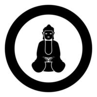 icona di buddha colore nero in cerchio rotondo vettore