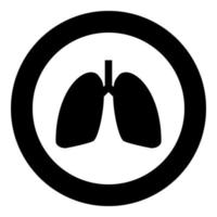 icona umana dei polmoni in cerchio rotondo colore nero illustrazione vettoriale immagine in stile piatto