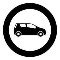 mini auto forma compatta per corsa icona colore nero illustrazione in cerchio rotondo vettore