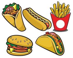 illustrazione di vettore del ristorante fast food disegnato a mano