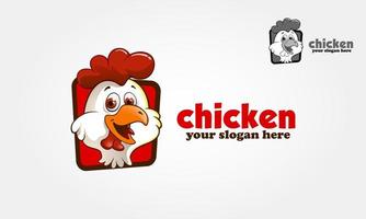 personaggio dei cartoni animati di pollo logo. illustrazione di logo di vettore di pollo divertente.