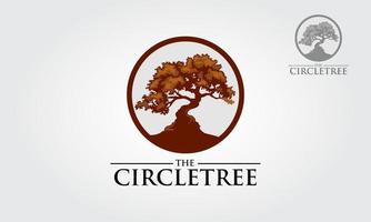 il logo vettoriale dell'albero del cerchio, creato per evidenziare l'aspetto organico e naturale della nostra vita. questo concetto potrebbe essere utilizzato per il riciclaggio, le associazioni ambientaliste, le imprese del paesaggio.