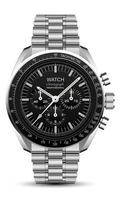 orologio realistico orologio cronografo in acciaio inossidabile design nero oggetto di moda di lusso per uomini su sfondo bianco vettore