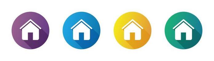 icona domestica con set di icone ombra. simboli di case in stile piatto per app e siti Web. pulsante della pagina principale. vettore