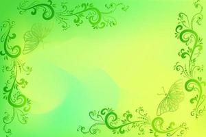 sfondo verde astratto sfocato e farfalla di fiori vettore