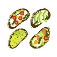 impostare l'illustrazione di toast di avocado vettore