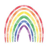 simpatico arcobaleno strutturato ad acquerello. simbolo lgbt. sei colori arcobaleno acquerello simbolo dei colori della bandiera lgbt. arco di linee di colore dell'acqua artistico disegnato a mano vettore