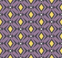 griglia etnica tribale rombo geometrico quadrato, forma triangolare giallo viola colore motivo senza cuciture sfondo. utilizzare per tessuti, tessuti, elementi di decorazione d'interni, tappezzeria, avvolgimento. vettore