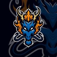 modello di logo della mascotte di gioco blu esport vettore