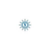 logotipo della lettera n nel design di colore blu vettore