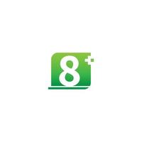 icona del logo numero 8 con croce medica vettore