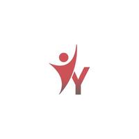 lettera y icona logo con abstrac sucsess uomo davanti, alfabeto logo icona design creativo vettore