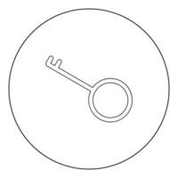icona nera chiave nell'illustrazione vettoriale del cerchio isolata.