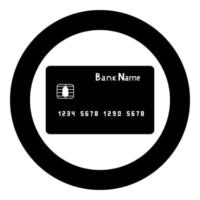 icona della carta banca cit colore nero in cerchio o rotondo vettore