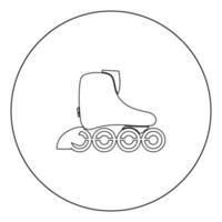 icona del pattino a rotelle colore nero in cerchio vettore