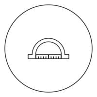icona nera del goniometro nel profilo del cerchio vettore