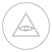 icona del simbolo dell'occhio che vede tutto colore nero in cerchio o rotondo vettore