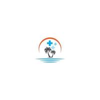 concetto medico dell'icona del logo della spiaggia di palma vettore