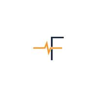 logo dell'icona della lettera f combinato con il design dell'icona dell'impulso vettore