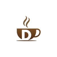 logo della lettera d del design dell'icona della tazza di caffè vettore