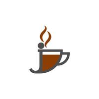tazza di caffè icona design lettera j logo concept vettore