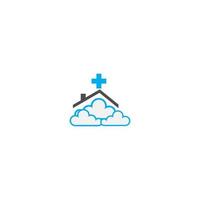 icona del logo del concetto di assistenza domiciliare cloud vettore