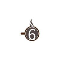 design del logo dell'icona del numero a tema tazza di caffè caldo vettore