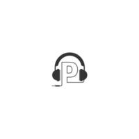 lettera p e logo del podcast vettore