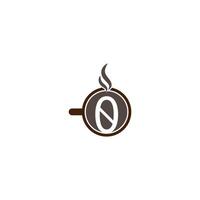 design del logo dell'icona del numero a tema tazza di caffè caldo vettore
