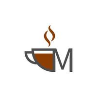 tazza di caffè icona design lettera m logo concept vettore