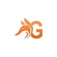 combinazione di icone della testa di volpe con il design dell'icona del logo della lettera g vettore