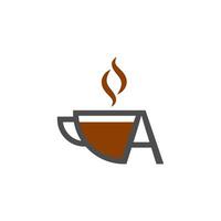 tazza di caffè icona design lettera un concetto di logo vettore