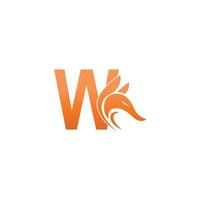 combinazione di icone della testa di volpe con il design dell'icona del logo della lettera w vettore