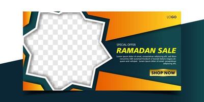 modello di banner orizzontale di vendita ramadan vettore