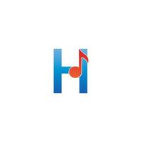 icona del logo della lettera h combinata con il design musicale della nota vettore