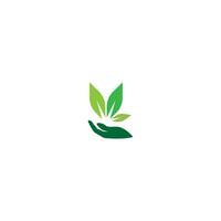 icona del logo della foglia verde della mano vettore